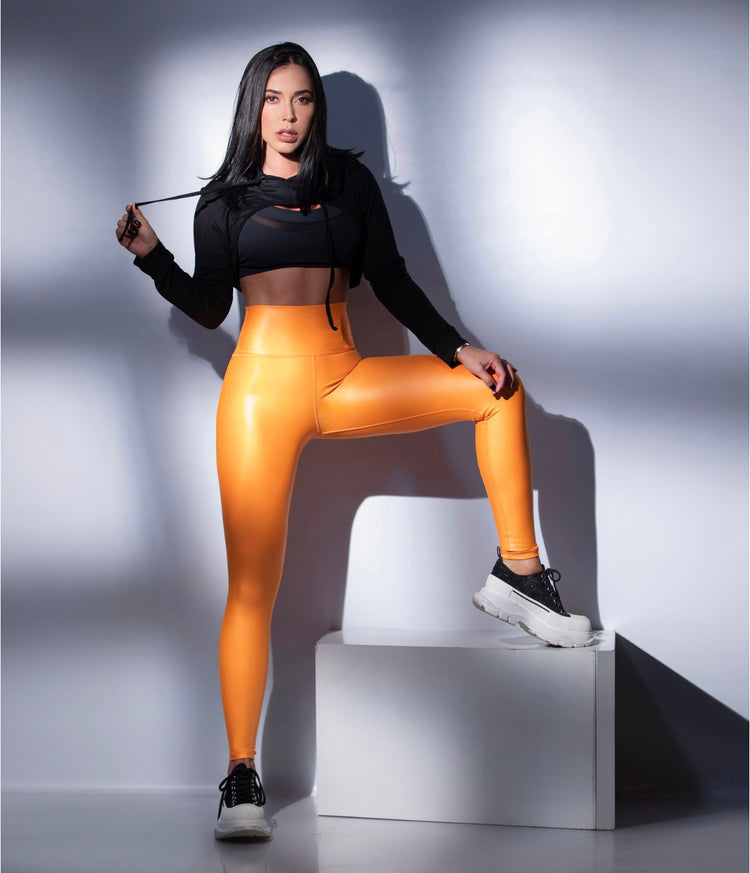 Glossy Orange Leggings