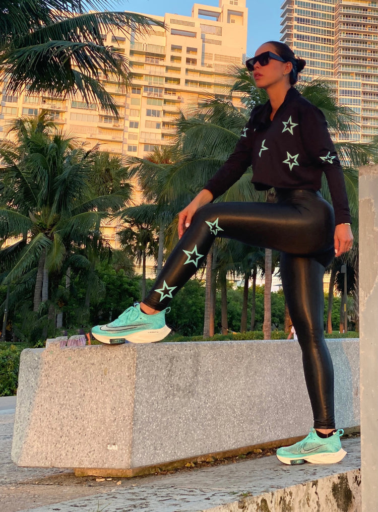 Glossy Star Blue Leggings